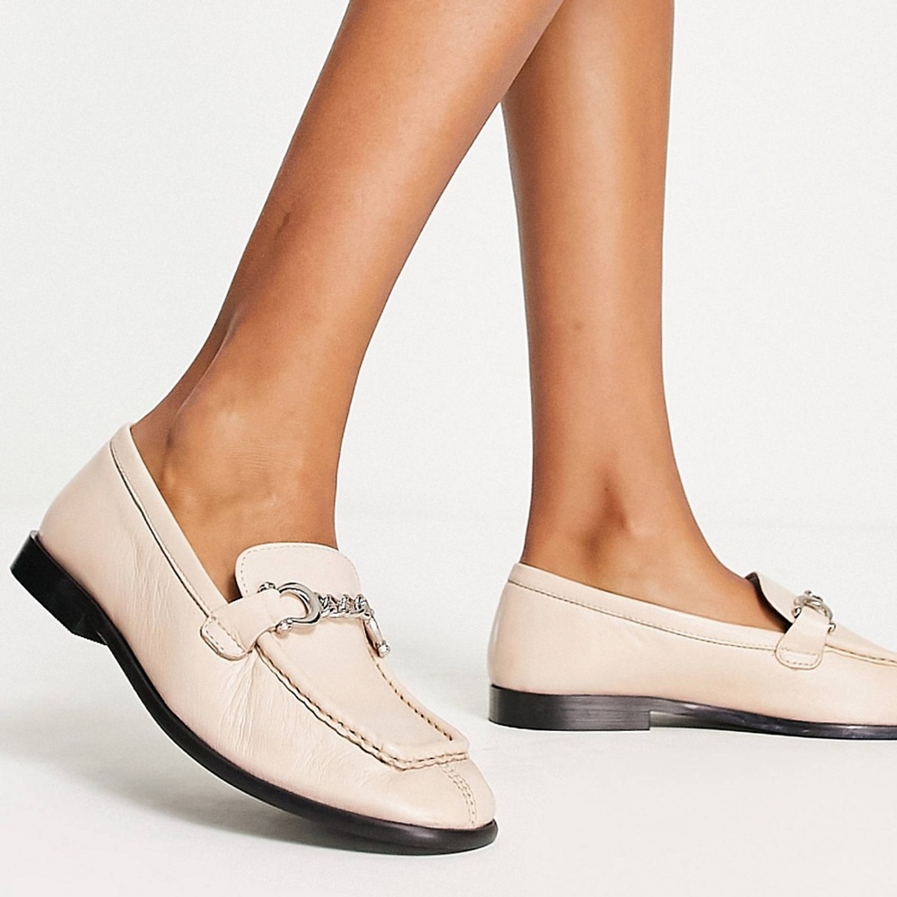 Topshop Lola leather loafer with chain detail